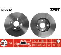 2x TRW Disque de frein Avant pour MAZDA MX-5 I (NA) 257mm DF2702