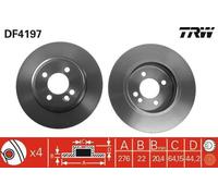 2x TRW Disque de frein Avant pour MINI 3/5 portes (R50, R53) 276mm DF4197