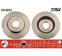 2x TRW Disque de frein Avant pour MITSUBISHI ASX (GAW) 276mm DF4933