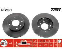 2x TRW Disque de frein Avant pour NISSAN ALMERA II Hatchback (N16) 200 SX (S13)