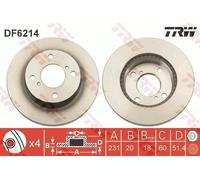2x TRW Disque de frein Avant pour NISSAN PIXO (UA0) pour SUZUKI Alto (GF) 231mm
