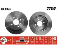 2x TRW Disque de frein Avant pour OPEL Agila A (H00) pour SUZUKI IGNIS II 253mm