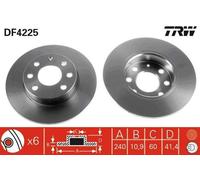 2x TRW Disque de frein Avant pour OPEL Corsa C 3/5 portes (X01) 240mm DF4225