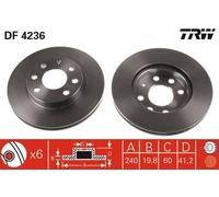 2x TRW Disque de frein Avant pour OPEL Corsa C 3/5 portes (X01) 240mm DF4236
