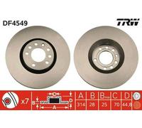 2x TRW Disque de frein Avant pour OPEL Vectra C Caravan (Z02) Vectra C CC (Z02)