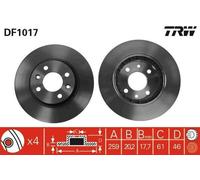 2x TRW Disque de frein Avant pour RENAULT 25 3/5 portes (B29) 18 Berline (134)