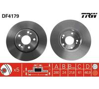 2x TRW Disque de frein Avant pour RENAULT Laguna II 5 portes (BG, BG0/1) 280mm
