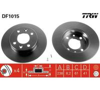 2x TRW Disque de frein Avant pour RENAULT Twingo I 3 portes (C06) 238mm DF1015
