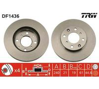 2x TRW Disque de frein Avant pour SEAT IBIZA V (KJ1) 240mm DF1436