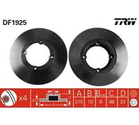 2x TRW Disque de frein Avant pour SUZUKI Alto (EF) 215mm DF1925