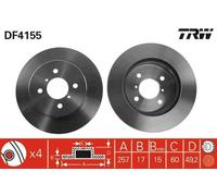 2x TRW Disque de frein Avant pour SUZUKI IGNIS II IGNIS (FH) 257mm DF4155
