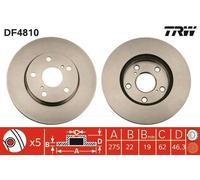 2x TRW Disque de frein Avant pour TOYOTA AURIS (NZE18, ZRE18) 275mm DF4810