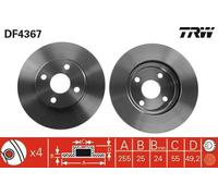 2x TRW Disque de frein Avant pour TOYOTA COROLLA Verso (ZER, ZZE12, R1) 255mm