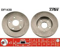 2x TRW Disque de frein Avant pour TOYOTA Picnic (XM1) Camry Berline (V2) 255mm