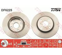2x TRW Disque de frein Avant pour TOYOTA Yaris 3/5 portes (P13) 255mm DF6225