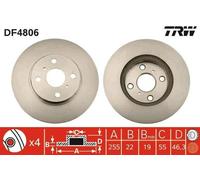 2x TRW Disque de frein Avant pour TOYOTA Yaris 3/5 portes (P9) 255mm DF4806