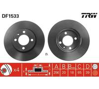 2x TRW Disque de frein Avant pour VW Golf II 3/5 portes (19E, 1G1) Corrado (53i)