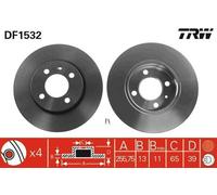 2x TRW Disque de frein Avant pour VW Golf III 3/5 portes (1H1) 256mm DF1532