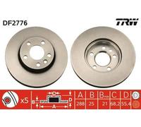 2x TRW Disque de frein Avant pour VW Sharan I (7M8, 7M9, 7M6) Sharan VAN (7M)