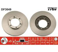 2x TRW Disque de frein pour OPEL Frontera A SUV (U92) 257mm DF3049