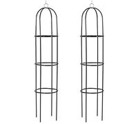 2x Tuteur Rank-Obelisk Jardin Slank Vert Métal 4 piquets H 191 cm