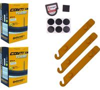 2x Tuyau vélo 26 pouces 62-559 Continental SV 60mm Sclaverand + accessoires SET