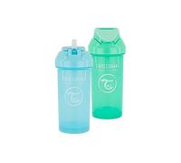 2x Twistshake Straw Cup Gobelet d'Apprentissage à paille Anti-Fuites 360 ml, Tasse d'Entraînement Bébé avec Paille Souple en Silicone, Tasse Bébé à Bec, 6 Mois et +, Vert Pastel & Bleu Pastel