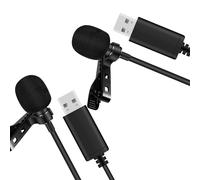 2X USB Universel Microphone Lavalier Microphone Ordinateur à Pince Brancher et Utiliser Microphone Omnidirectionnel