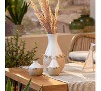 2x vase décoratif "coquillages" petit 8 + 11 cm de haut, blanc / beige, mini vases décorés de coquillages, vase pour fleurs séchées