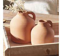 2x Vase "Jarre en terre cuite", vase à fleurs avec anse, vase décoratif pour fleurs séchées