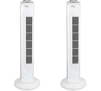 2x Ventilateur de tour BURI | 74cm de hauteur | 3 vitesses | Silencieux 54dB | Minuterie 120 min | Oscillation | Blanc | Compact & puissant | Pour appartement, bureau & maison de vacances