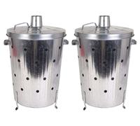 2x Verbrennungstonne 75l Galvanisé Baril de Feu Jardin Vasque à Four Terrasse