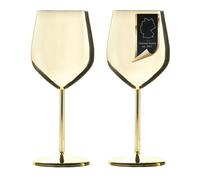 2x Verres à vin Résistant à la casse Robuste en acier inoxydable Or 400 ml