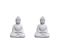 2X Vintage Jardin Bouddha Statue IntéRieur Jardin ExtéRieur Zen Bouddhisme Figurine Sculpture Bureau à Domicile Magasin Décor Ornement