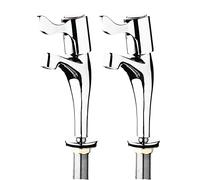 2x Vogue Basin Pillar Lever Taps Bathroom Washroom Cloakroom Sink Restaurant by Vogue