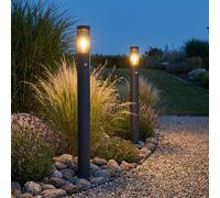2x Wegeleuchte Détecteur de Mouvement Poteau LED E27 IP44 110cm Gris