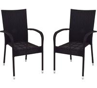 2x Wicker chaise empilable noir chaise de jardin chaise de terrasse chaise de jardin empilable