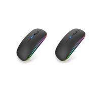 2X Wireless Optical Mouse with LED Backlight 1600 DPI RechargeableBluetooth & USB Type-Cfor WorkGamingand Study