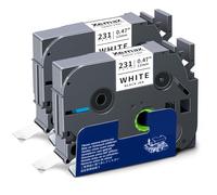 2x Xemax Compatible Ruban TZe231 12mm Remplacement pour Brother TZe 231 TZe-231 Tz231 Tz 231 Noir sur Blanc pour Brother PT-H101C PT-H105 PT-1010 PT-P750W PT-1000 PT-E110 PT-D600VP PT-D200
