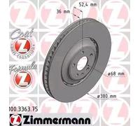 2x Disque de frein ventilé 100.3363.75 ZIMMERMANN pour AUDI A8 D4 Q5