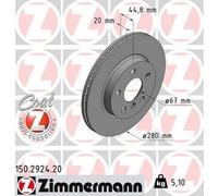2x ZIMMERMANN 150.2924.20 Coat Z Disque de frein Avant pour BMW i3 (I01) 280mm