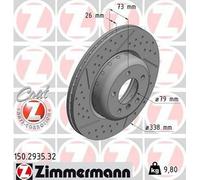 2x ZIMMERMANN 150.2935.32 Formula F Coat Z Disque de frein Avant 338mm