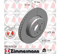 2x ZIMMERMANN 150.3491.20 Coat Z Disque de frein Avant 348mm