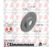 2x ZIMMERMANN 230.2356.52 Sport Coat Z Disque de frein pour FIAT PANDA (169)