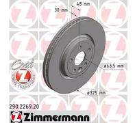 2x ZIMMERMANN 290.2269.20 Coat Z Disque de frein Avant pour JAGUAR F-PACE (X761)