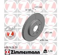 2x ZIMMERMANN 400.1426.20 Coat Z Disque de frein Avant 284mm