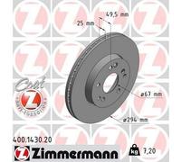 2x ZIMMERMANN 400.1430.20 Coat Z Disque de frein Avant 294mm