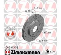 2x ZIMMERMANN 400.3643.52 Sport Coat Z Disque de frein Avant 276mm