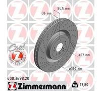 2x ZIMMERMANN 400.3698.20 Coat Z Disque de frein Avant 390mm