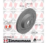 2x ZIMMERMANN 400.5504.20 Coat Z Disque de frein Arrière 360mm